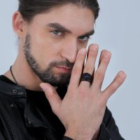 Black Plated Personalized Thumb Rings - Image 2