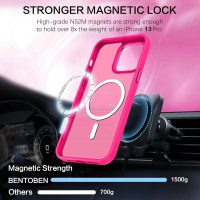 BENTOBEN Magnetic for iPhone 13 Pro Case [Compatible with Magsafe] Translucent Matte 13 Pro Phone Case Slim Thin Shockproof Women Men Girls Boys Protective Cover Cases for iPhone 13 Pro 6.1", Hot Pink - Image 5