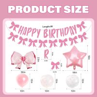 Aprince Pink Bow Birthday Decorations for Girls Women Bow Balloons Happy Birthday Banner Coquette Pink Bow Garland Backdrop 1st 2nd Girly Party Decor Supplies - Image 7