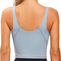 THE GYM PEOPLE Womens' Sports Bra Longline Wirefree Padded with Medium Support - Image 3