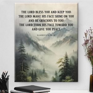 Bible Verse Canvas Wall Art Christian May the Lord Bless You and Keep You Print Scripture Poster Picture Artwork Framed for Home Decor 8x10 Inches