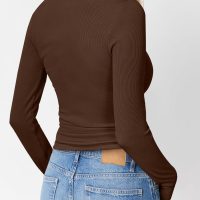 Trendy Queen Womens Long Sleeve Shirts 2025 Henley Casual Fall Outfits Fitted Cotton Tops Ribbed Fashion Cute Basic Tees - Image 4