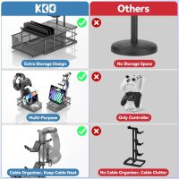 KDD Headphone Stand with Drawer - Headset & Controller Holder for Desk - Aluminum Supporting Bar Earphone Stand with Cable Organizer - Universal Gaming PC Accessories Storage - Image 7