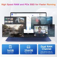 NIMO 17.3" IPS FHD-Laptop, Intel 6 Cores i3-1215U 16GB RAM 256GB SSD (Beat Ryzen 5 7520U, Up to 4.4GHz) Computer with 65W GaN Type C Backlit Keyboard Fingerprint, for Home Student and Business Blue - Image 2