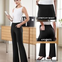Womens Dress Pants Stretchy Work Pants Business Casual Office Trousers Pull On Flare Slacks with 4 Pockets - Image 4
