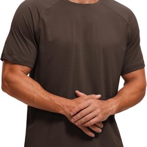CRZ YOGA Mens Lightweight Athletic T-Shirts Moisture Wicking Running Workout Shirt Short Sleeve Gym Tops