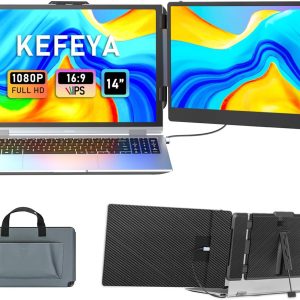 Laptop Screen Extender, 14" FHD 1080P IPS Laptop Monitor Extender Dual Screen, Portable Monitor for Laptops 13-17" with USB-C/HDMI Port, Plug n Play for Windows/Mac/Android/Switch/PS5