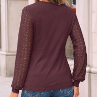 AUTOMET Long Sleeve Shirts for Women Dressy Casual Lace Tops 2025 Fall Outfits Business T-Shirts Work Blouses Clothes - Image 4