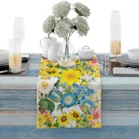 Spring Summer Floral Table Runner Kitchen Dining Table Decoration,13 x 72 Inches - Image 4