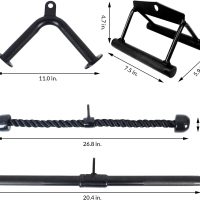 Tricep Press Down Cable Attachment, LAT Pulldown Attachment, Weight Machine Accessories, V Handle with Rotation, Tricep Rope, Rotating Bar, V-Shaped Bar, 4-Piece - Image 6