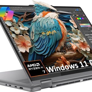 Lenovo Yoga 7 7i 2-in-1 Laptop (16" FHD+ Touchscreen, AMD Ryzen 7 8840HS (Beat i7-1355U), 16GB DDR5 RAM, 1TB SSD) AI PC, Backlit, Fingerprint, FHD IR Webcam, Win 11 Pro w/ Copilot, Arctic Grey