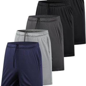5 Pack Men's Athletic Gym Shorts with Pockets Quick Dry Activewear Workout Running Shorts for Men