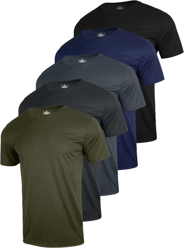 3 & 5 Pack Shirts for Men Moisture Wicking Workout Performance Dry Fit Mesh Gym Athletic Running T-Shirt