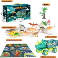 HONGID Dinosaur Truck Toys for Kids 3-5, Triceratops Car Toy with 15 Dino Figures,Large Activity Play Mat, Dinosaur Eggs, Dinosaur Play Set for Boys and Girls,Christmas Xmax,Stocking Stuffers - Image 3