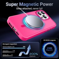Newfuture Designed for iPhone 16 Pro Max Case with Magnetic [13 FT Military Drop Protection] [Compatible with Magsafe] Slim Translucent Matte Shockproof with Anti-Fingerprint Phone Case, Hot Pink - Image 3