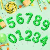 Green Pixel 3rd Birthday Number Candles, Number 3 Candle Cake Topper Decorations for Green Pixel Game Themed Parties, Birthday Cake Candles for Boys Girls Kids Party Supplies - Image 3