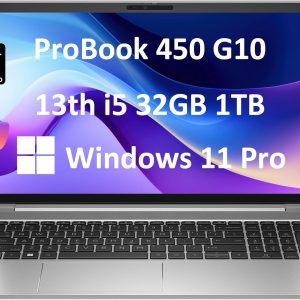 HP ProBook 450 G10 Business Laptop (15.6" FHD Anti-Glare, Intel 10-Core i5-1334U, 32GB RAM, 1TB SSD, (Beats i7-1255U)) Backlit KB, Webcam, Ethernet, Wi-Fi 6E, Win 11 Pro w/ AI Copilot, Silver