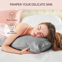 Satin Body Pillowcase, Silk Pillow Cases for Hair and Skin, Grey Body Pillow Cover with Envelope Closure, Gift for Women (20x54 inch) 1 Pack - Image 3