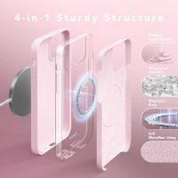 GONEZ Magnetic for iPhone 12 Case / 12 Pro Case, Compatible with MagSafe, [Screen Protector + Camera Lens Protector], Silicone Shockproof Anti-Scratch Protective Phone Case 6.1 inch, Chalk Pink - Image 8