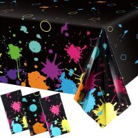 Glow Party Table Covers Neon Plastic Tablecloths for Black Light Birthday Party Supplies Decorations 108 x 54 Inch Disposable Neon Glow Table Cloths Decorations(1 Pieces) - Image 2