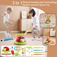 Powza 3 in 1 Musical Jump, Toss Ring Game and Stomping Launch Rocket Launcher for Kids Outdoor Toys with Remote Control, Indoor Outside Toy for Kids Ages 4-8 Toys for Ages 5-7 8-13 Birthday Gifts - Image 2