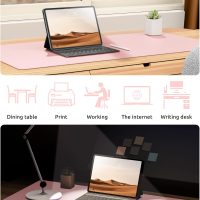 YSAGi Leather Desk Protector, Office Mat, Large Mouse Mat, Non-Slip PU Leather Blotter, Laptop Pad, Waterproof Writing Pad for Office and Home (Light Pink, 23.6" x 13.8") - Image 6