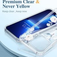 GVIEWIN for iPhone 13 Pro Case with Screen Protector & Camera Lens Protector, [10FT Military Grade Drop Protection] Clear Shockproof Slim Fit Floral Phone Case for Women 6.1" (Hibiscus) - Image 3