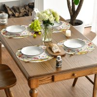 Daisy Lavender Floral Leaves Spring Round Placemats Set of 4,14 Inch Seasonal Spring Table Mats for Party Kitchen Dining Decoration - Image 5