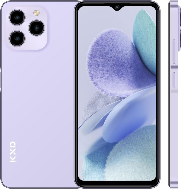 KXD A07 Unlocked Android Phones,8GB+128GB/256GB Expand,6.52" HD + Screen Mobile Phones 4500mAh Android 12 4G Cheap Smartphone,Octa Core,Unlocked Cell Phone,13MP Camera,Dual SIM 3 Slot,Type C-Purple