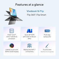 ASUS Vivobook 16 Flip Laptop, Copilot+ PC, 16” OLED 3K 120Hz Touch Display, Intel® Core™ Ultra 7 256V, Intel® Arc™ Graphics, 16GB Memory, 512GB SSD, Matte Gray, TP3607SA-DS74T - Image 3