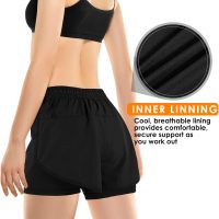 Women's 2 in 1 Running Shorts for Gym Yoga Workout Athletic Shorts High-Waisted Shorts with Liner Pockets - Image 3