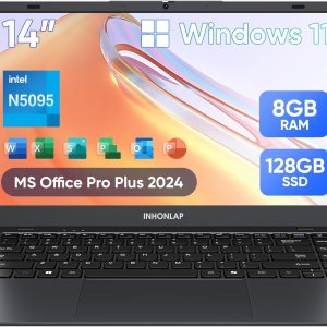 Laptop for Student, Home and Business, Quad-Core N5095 Processor, 2.9GHz, 8GB RAM, 128GB SSD, 1TB Expandable, 14 Inch Laptop Computer with MS Office Pro 2024, Win 11, WiFi 5, BT 5.0, USB 3.0