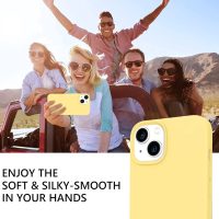 GUAGUA Compatible with iPhone 13 Case 6.1 Inch Liquid Silicone Soft Gel Rubber Slim Thin Microfiber Lining Cushion Texture Cover Shockproof Protective Phone Case for iPhone 13, Yellow - Image 7
