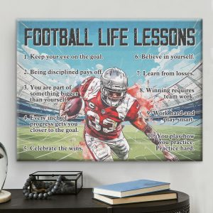 Football Poster Wall Art for Home Bedroom Decor, Football Life Lessons Motivational Canvas Print Painting Gifts for Men 8x10 Inch