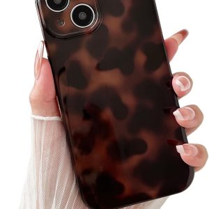 Compatible with for iPhone 13 Case, Tortoise Shell Chic Amber Brown Print Leopard, Classic Soft TPU Protective Shockproof Case for iPhone 13 6.1 ''Color2