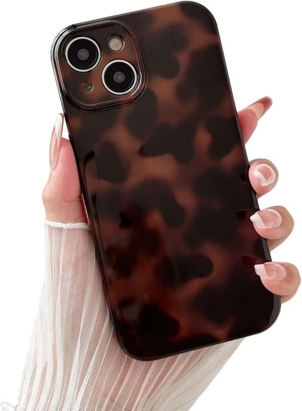 Compatible with for iPhone 13 Case, Tortoise Shell Chic Amber Brown Print Leopard, Classic Soft TPU Protective Shockproof Case for iPhone 13 6.1 ''Color2