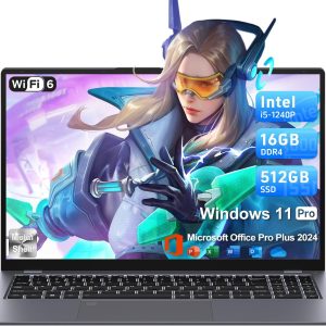 15.6" Gaming-Laptop-Computer, 12th Inter 12-Core i5-1240P (Beat i5-12450H, Up to 4.4GHz) 16GB DDR4 512GB SSD, Windows 11 Laptop, FHD IPS Display,Fingerprint,Backlit,WiFi 6,BT5.2, 65W Type-C