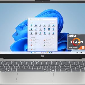 HP 15.6 inch Laptop, HD Touchscreen Display, AMD Ryzen 3 7320U, 8 GB RAM, 128 GB SSD, AMD Radeon Graphics, Windows 11 Home in S Mode, Natural Silver, 15- fc0099nr