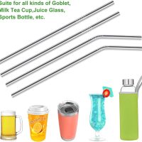 4 Pcs 2 Size Reusable Stainless Steel Straws, Straight and Bent Stainless Metal Drinking Straw for 30 oz & 20 oz Tumblers Cups Mugs Cold Beverage - 1 Pcs Cleaning Brushes Included - Image 2