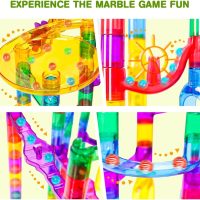 Meland Marble Run - 132Pcs Marble Maze Game Building Toy for Kid, Marble Track Race Set & STEM Learning Toys for Boy Girl Age 3 4 5 6 7 8 9+ (102 Translucent Marbulous Pcs & 30 Glass Marbles) - Image 3