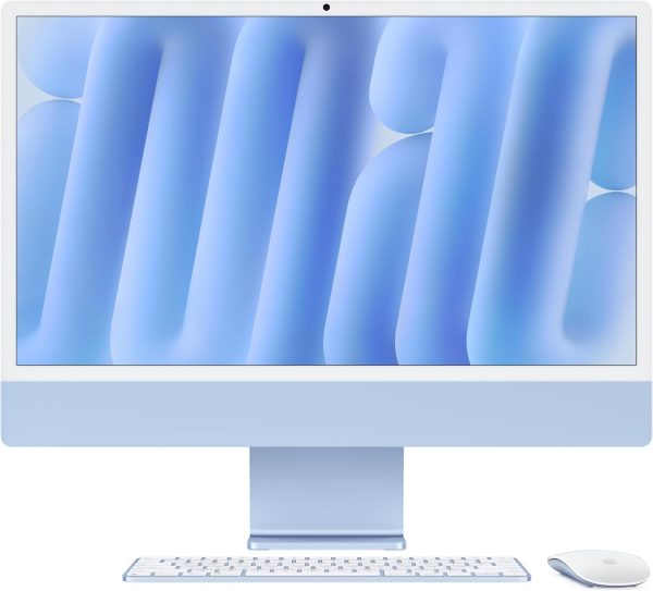 Apple 2024 iMac All-in-One Desktop Computer with M4 chip with 8-core CPU and 8-core GPU: Built for Apple Intelligence, 24-inch Retina Display, 16GB Unified Memory, 256GB SSD Storage; Blue