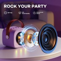 YLL Mini Karaoke Machine with 2 Wireless Microphones, TOP Kids Gifts for Girls Ages 3, 4, 5, 6, 7, 8, 9,10,11,12 +Year Old, 4-12 Years Old Birthday Toy Gift for Girls Boys Party (Purple) - Image 3