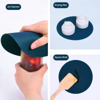 1 Pack Silicone Trivets for Hot Dishes, Heat Resistant Pads Pot Holders for Hot Pans, Non-Slip Trivet Mats for Kitchen Countertops Table, Navy Blue - Image 7