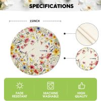 Daisy Lavender Floral Leaves Spring Round Placemats Set of 4,14 Inch Seasonal Spring Table Mats for Party Kitchen Dining Decoration - Image 4