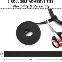 N NOROCME 192 PCS Cable Management Kit 4 Wire Organizer Sleeve,11 Cable Holder,35Cord Clips 10+2 Roll Cable Organizer Straps and 100 Fastening Cable Ties for Computer TV Under Desk, black,clear - Image 7