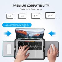 AboveTEK Portable Laptop Lap Desk w/Retractable Left/Right Mouse Pad Tray, Non-Slip Heat Shield Tablet Notebook Computer Stand Table w/Sturdy Stable Work Surface for Bed Sofa Couch or Travel - Image 6
