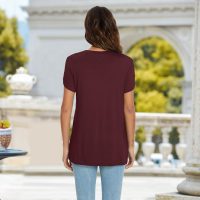 Womens Summer Tops Casual V Neck T Shirts Petal Sleeve Blouses Tunic - Image 5