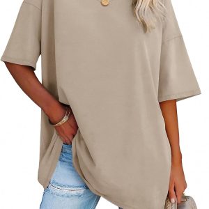 ATHMILE Womens Summer Oversized Shirts V Neck Plus Size Spring Workout Tops Beach Vacation 2025 Gym Clothes