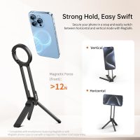 ULANZI MA30 Magnetic Phone Tripod Stand for iPhone - Aluminium Maglock Smartphone Mini Tripod Pocket Cell Phone Stand Strong Magnet Quick Mount Compatible with iPhone 16 15 14 13 12 Series, Black - Image 3