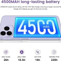 KXD A07 Unlocked Android Phones,8GB+128GB/256GB Expand,6.52" HD + Screen Mobile Phones 4500mAh Android 12 4G Cheap Smartphone,Octa Core,Unlocked Cell Phone,13MP Camera,Dual SIM 3 Slot,Type C-Purple - Image 5